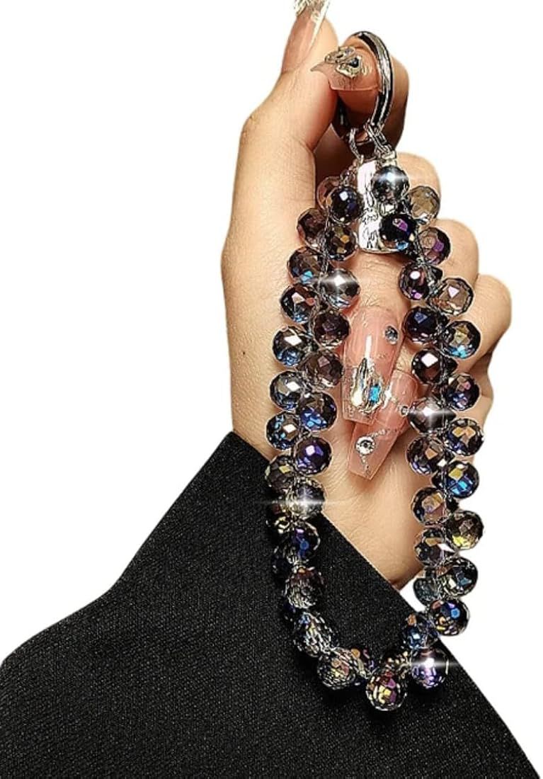 Crystal Iridescent Beaded Phone Charm Strap