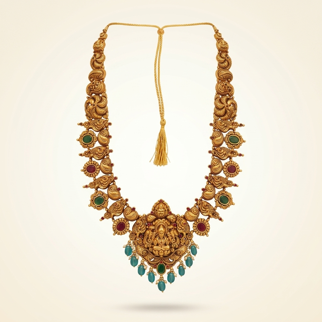 Lakshmi Goddess Traditional Gold Haram — studio cutout
